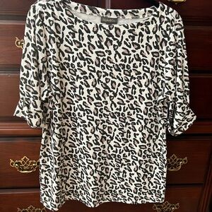 Style & Co. Black and White Leopard Print Blouse